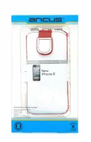 Case Protect Ancus for Apple iPhone SE 5 5S 5C Nokia 105 TA-1174 and Huawei Y360 Old Leather White with Red Stitching