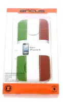 Case Protect Ancus Italy Flag for Apple iPhone SE/5/5S/5C Leather White