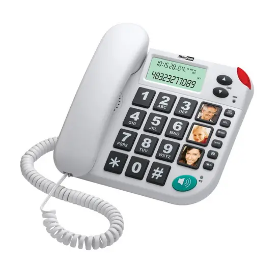 Telephone Maxcom KXT480 White with Lcd, Incoming Ringing Led Indicator and Big Buttons