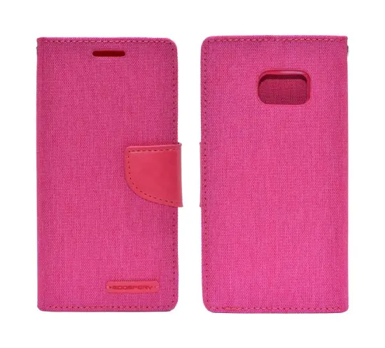 Book Case Goospery Canvas Diary for Samsung SM-G930F Galaxy S7 Pink by Mercury