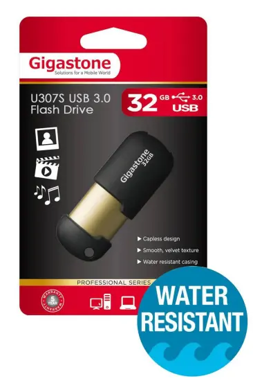 USB 3.0 Gigastone Flash Drive U307S 32GB Black Professinal Series Metal Frame