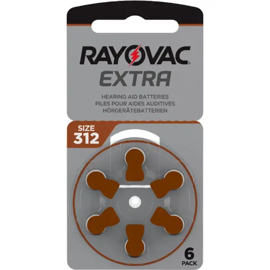 Hearing Aid Batteries Rayovac 312 Extra Advanced 1.45V Pcs. 6