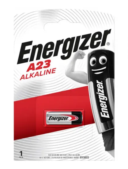 Battery Alkaline Energizer A23/23A/23GA/A23/E23A/GP23A/K23A/L1028/LR23A/LRV08/LRVO8/MN21/MS21/V23/V23GA/VR22 12V Pcs. 1