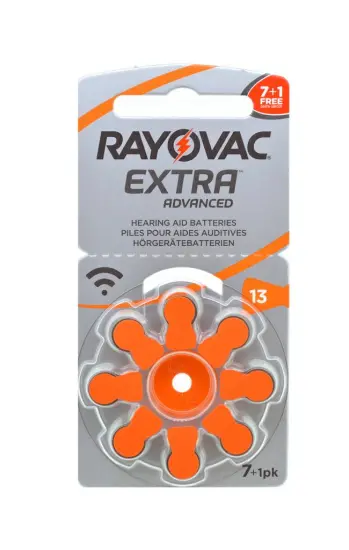 Hearing Aid Batteries Rayovac 13 Extra Advanced 1.45V Pcs. 8