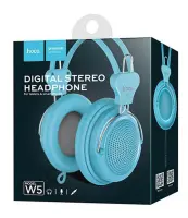 Headphone Stereo Hoco W5 Manno 3.5mm Blue with Microphone and Operations Control Button