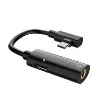 Adaptor Hoco LS19 2 in 1 USB-C to USB-C Female and 3.5mm 1.5A Female Black