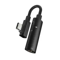 Adaptor Hoco LS19 2 in 1 USB-C to USB-C Female and 3.5mm 1.5A Female Black