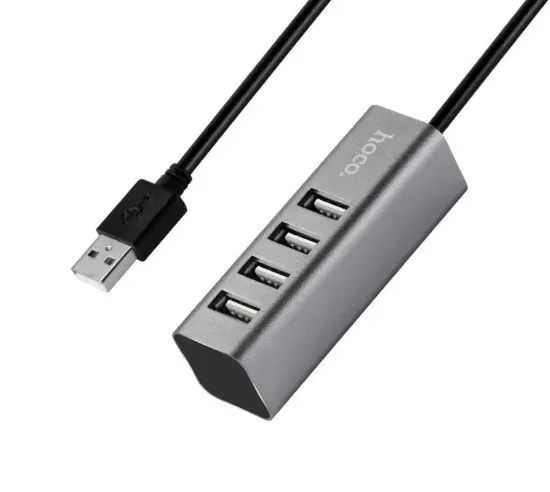 USB 2.0 Hoco HB1 4 Port Tarnish Gray