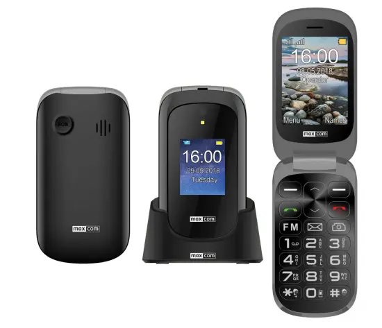 Maxcom MM825 2.8" with Camera, FM Radio (Works without Handsfre), and External Emergency Button with Big Fonts Black