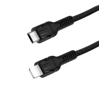 Data Cable Hoco U31 Benay Braided with Nylon Cord 3 in 1 USB to Micro-USB, Lightning, USB-C Black 1.2m