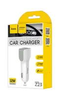 Car Charger Hoco Z23 Grand Style Dual USB Fast Charging 5V/2.4A 12W and Input 12/24V White