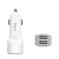 Car Charger Hoco Z23 Grand Style Dual USB Fast Charging 5V/2.4A 12W and Input 12/24V White