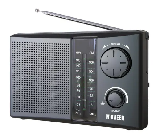 Portable FM Radio N'oveen PR450 1W Black with Mains and Battery Supply