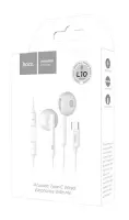 Hands Free Hoco L10 Earphones Stereo USB-C Compatible USB-C Devices Xiaomi Huawei Oppo Google Pixel White 1.2m