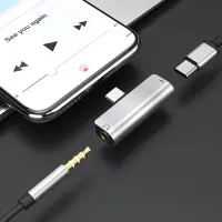 Adaptor Hoco LS26 2-in-1 USB-C to USB-C and 3.5mm 1.5A Silver