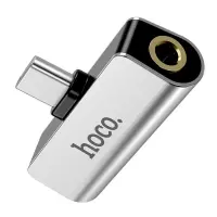 Adaptor Hoco LS26 2-in-1 USB-C to USB-C and 3.5mm 1.5A Silver