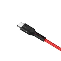 Data Cable Hoco U31 Benay Braided with Nylon Cord 3 in 1 USB to Micro-USB, Lightning, USB-C Red 1.2m