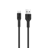 Data Cable Hoco U31 Benay Braided with Nylon Cord USB to Micro-USB 2.4A Black 1.2m