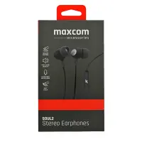 Hands Free Maxcom Soul 2 Stereo Earphones 3.5mm Black with Micrphone and Answer/Mute Button