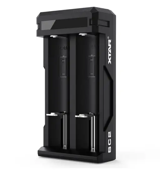 Industrial Type Battery Charger Xtar SC2 USB-C 2 Positions with Power Display for 18650 18700 20700 21700 22650 25500 26650