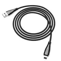 Data Cable Hoco U75 Magnetic USB to Lightning 3.0A with Magnetic Detachable Plug and LED Light Black 1.2m