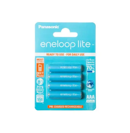 Rechargeable Battery Panasonic eneloop lite BK-4LCCE/4BE 550 mAh size AAA Ni-MH 1.2V Τεμ. 4