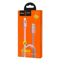 Data Cable Hoco UPL 12 Plus USB 2.4A to Micro-USB with PVC Jelly and Bright Indicator 1.2m Rose Gold