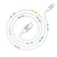 Data Cable Hoco U63 Spirit USB to Micro-USB and Light Indicators with Voice Sensor 2.4A White 1.2m