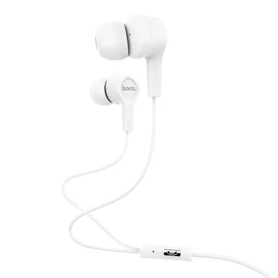 Hands Free Hoco M50 Daitiness Earphones Stereo 3.5mm  with Micrphone and Operation Control Button 1.2m White