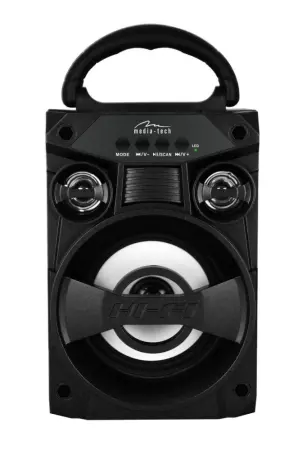 Compact Bluetooth speaker BOOMBOX LT 300W , FM radio, MP3 player, possibility to connect microphone, powered with removable lithium battery, sockets AUX, USB, microSD sokets, music power 300W PMPO.