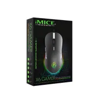 Wired Mouse iMICE X6 Gamer 6D with 6 Buttons, 3200 DPI LED Lightning. Black