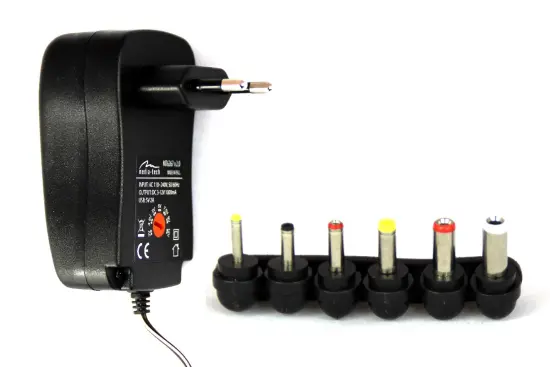 Universal Power Adapter Media-Tech MT6267 V2 1000mA with 6 Types of Plug and USB 2A Port Black for Tablets & Other Devices