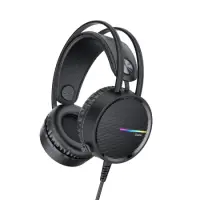 Stereo Gaming Headphone W100 Touring 3.5mm with Microphone, Volume Control and LED Light Black