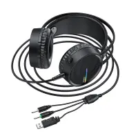 Stereo Gaming Headphone W100 Touring 3.5mm with Microphone, Volume Control and LED Light Black