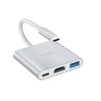 Hub Hoco HB14 Easy use with 3 Ports USB 3.0, USB-C PD, HDMI Silver