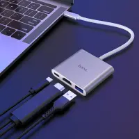 Hub Hoco HB14 Easy use with 3 Ports USB 3.0, USB-C PD, HDMI Silver