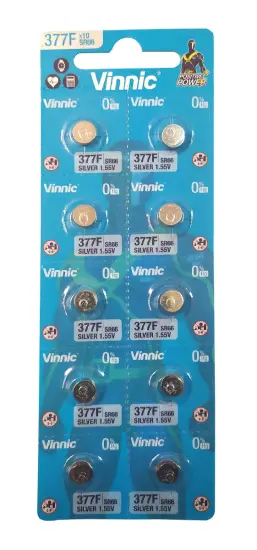 Buttoncell Vinnic 377-376 SR626SW SR626W SR66 LR626 Pcs. 10 with Perferated Packaging