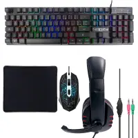 Gaming Set Noozy GS-100 that includes Gaming Headphones with Microphone, 4D Mouse, LED Keyboard and Mousepad