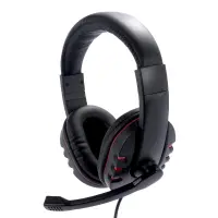 Stereo Headphone Noozy GH-35 of double 3.5mm connector for Gamers with Microphone and Volume Control Black-Red