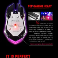 Wired Mouse iMICE V8 Gamer 6D with 6 Buttons, 4800 DPI, Multimedia and LED Lightning. Black-Grey