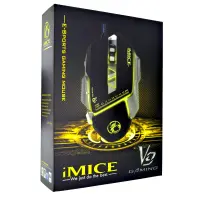 Wired Mouse iMICE V9 Gaming 7D with 7 Buttons, 4800 DPI, Multimedia and LED Lightning. Black-Grey