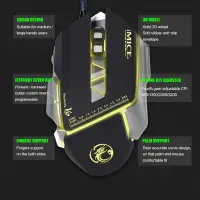 Wired Mouse iMICE V9 Gaming 7D with 7 Buttons, 4800 DPI, Multimedia and LED Lightning. Black-Grey