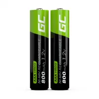 Rechargeable Battery Green Cell GR08 800 mAh size AAA HR03 1.2V Pcs 2