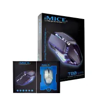 Wired Mouse iMICE T80 Gamer 6D with 6 Buttons, 3200 DPI LED Lightning. Silver