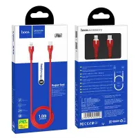 Data Cable Hoco X45 Surplus 2.4A USB-C to Lightning with LED Indicator Red 1m