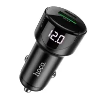 Car Charger Hoco Z42 Light Road USB QC3.0A 18W and USB-C PD 20W QC3.0A with LED Black