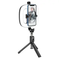 Tablet Holder Hoco LV03 Plus 360ᵒ  for Devices 4.7"-6.7" with LED Light and Remote Controller Black