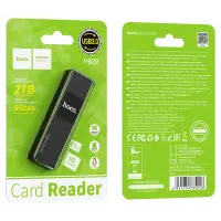 Memory Card Reader HB20 Mindful 2 in 1 USB 3.0 up to 5Gbps and 2TB for Mico SD and SD Black