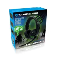 Stereo Headphone Media-Tech COBRA PRO OUTBREAK MT3602 Dual 3.5mm Connector for Gamers with Microphone and 2 Meters Braided Cable. Black-Green