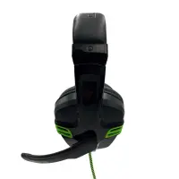 Stereo Headphone Media-Tech COBRA PRO OUTBREAK MT3602 Dual 3.5mm Connector for Gamers with Microphone and 2 Meters Braided Cable. Black-Green